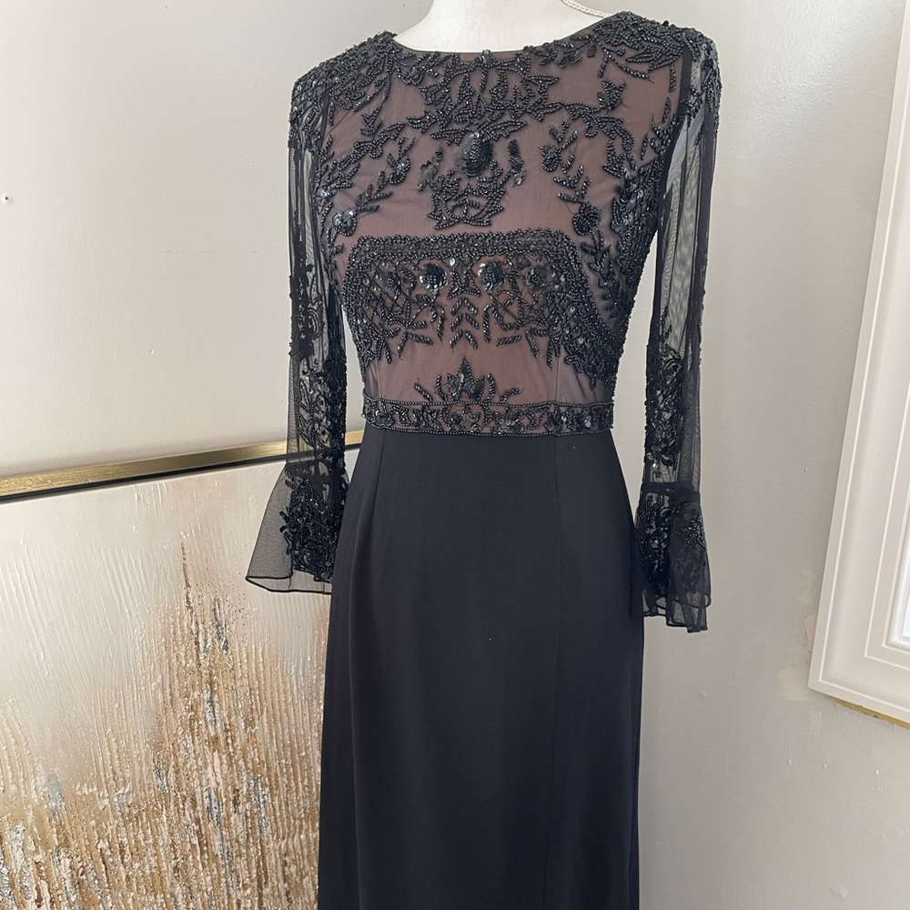 Adrianna Papell Embellished Black Evening Gown